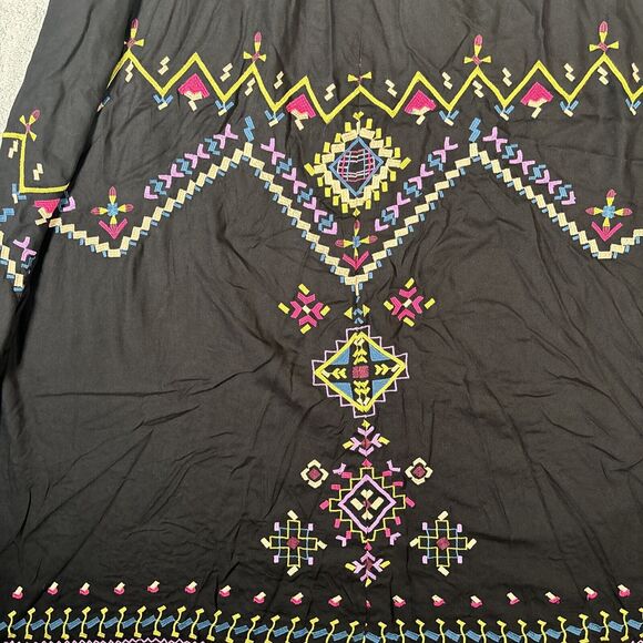 NWT Anthropologie Maxi Dress Women’s Size S Black Southwestern Aztec Embroidered - Picture 9 of 11